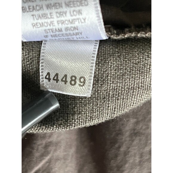 Garnet Hill Linen Pants Wide Leg Crop Crochet Edging Size 2 Army Green Lagenlook - Picture 11 of 11